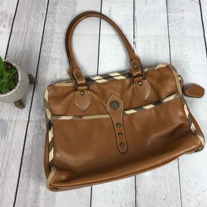 Burberry top handle leather bag
